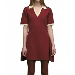 NEW MAUDE tallulah mini knit dress in burgundy